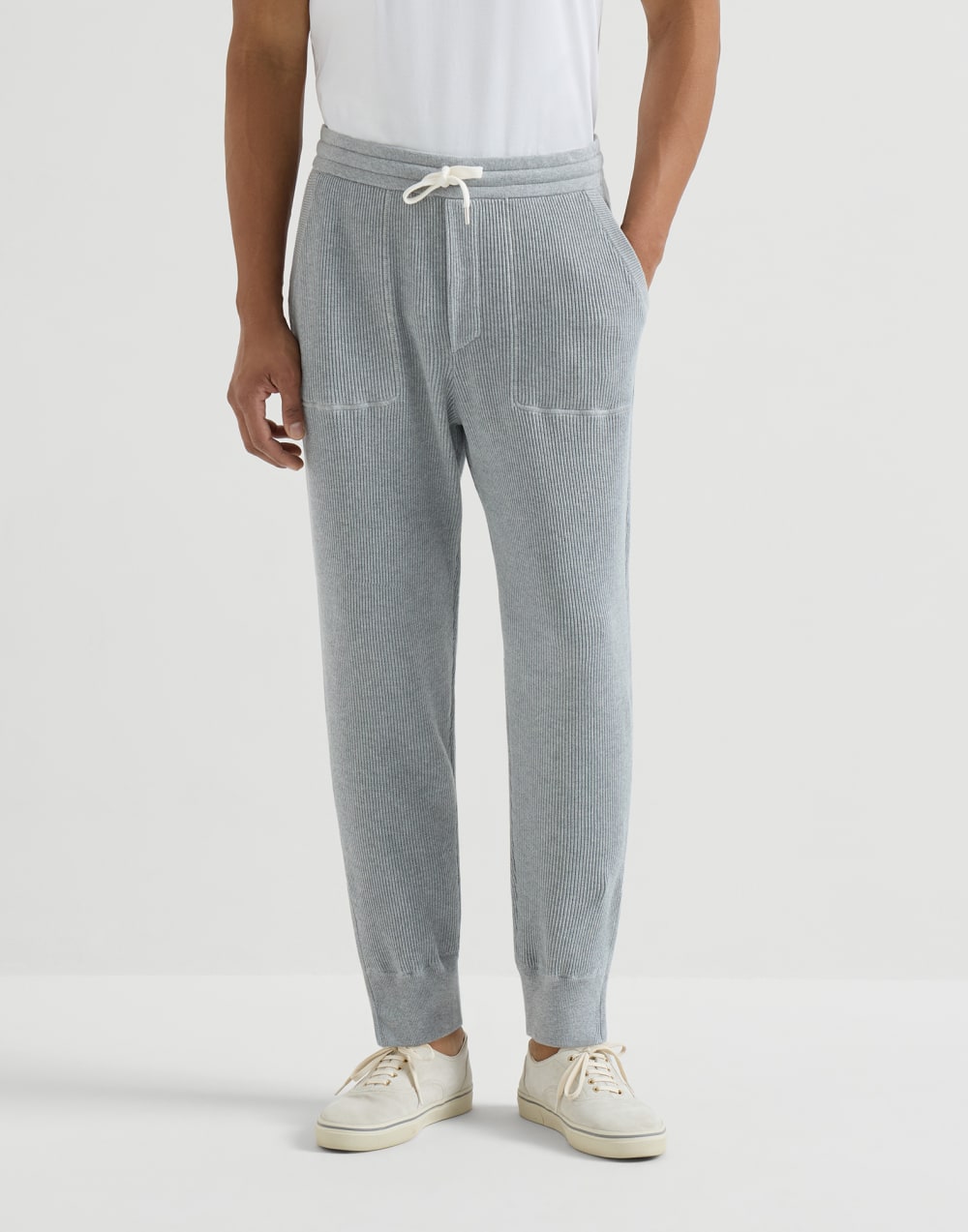 Cotton knit trousers Grey Man - Brunello Cucinelli