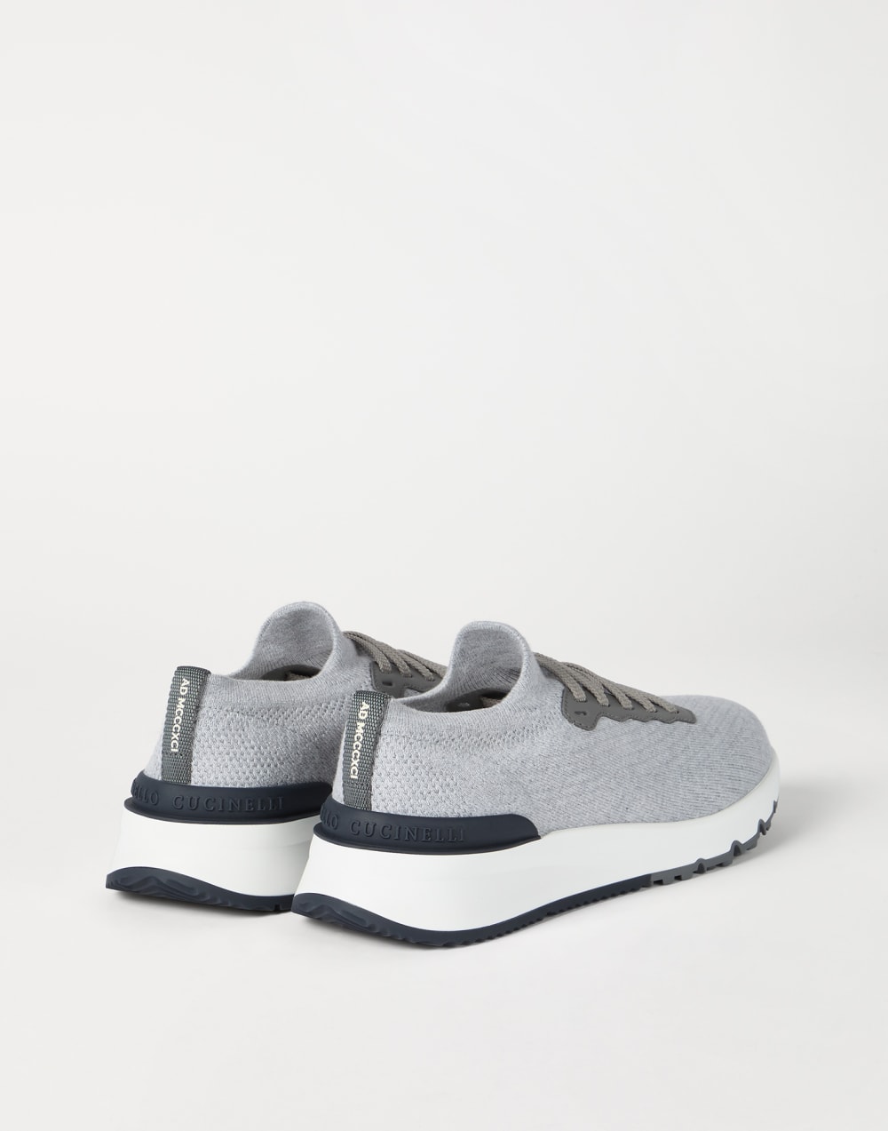 Sneakers aus Baumwolle und Kalbsleder Silber Herren - Brunello Cucinelli
