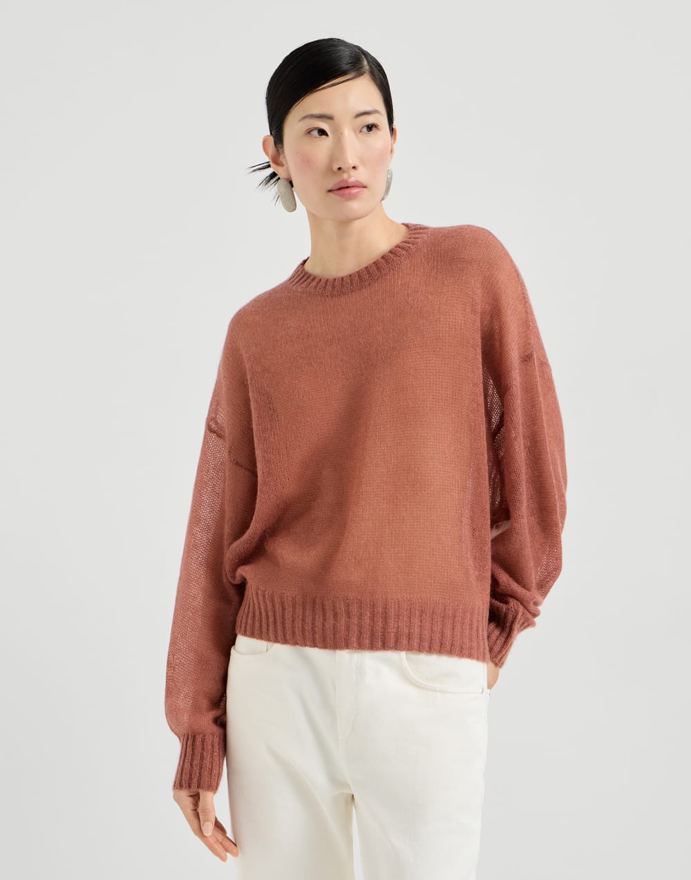 Mohair and wool sweater Orange Woman - Brunello Cucinelli