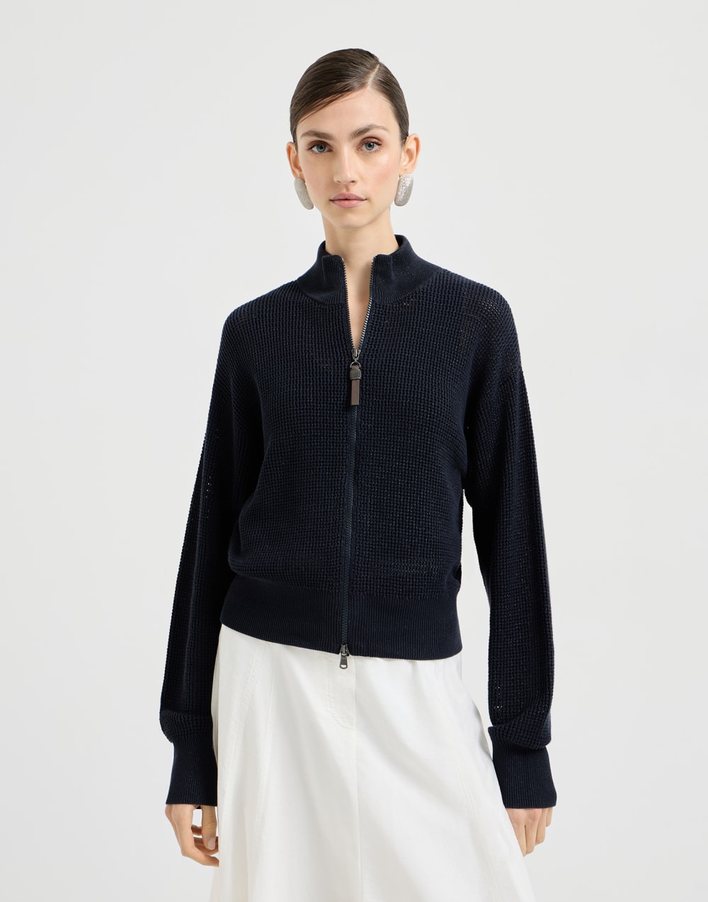 Sparkling Texture-Cardigan Blau Damen - Brunello Cucinelli