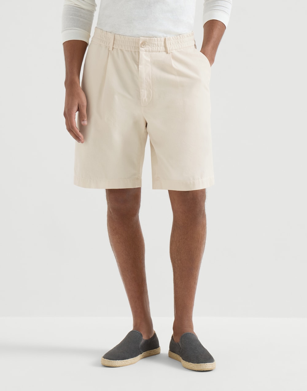 Gabardine pull-up Bermuda shorts Panama Man - Brunello Cucinelli