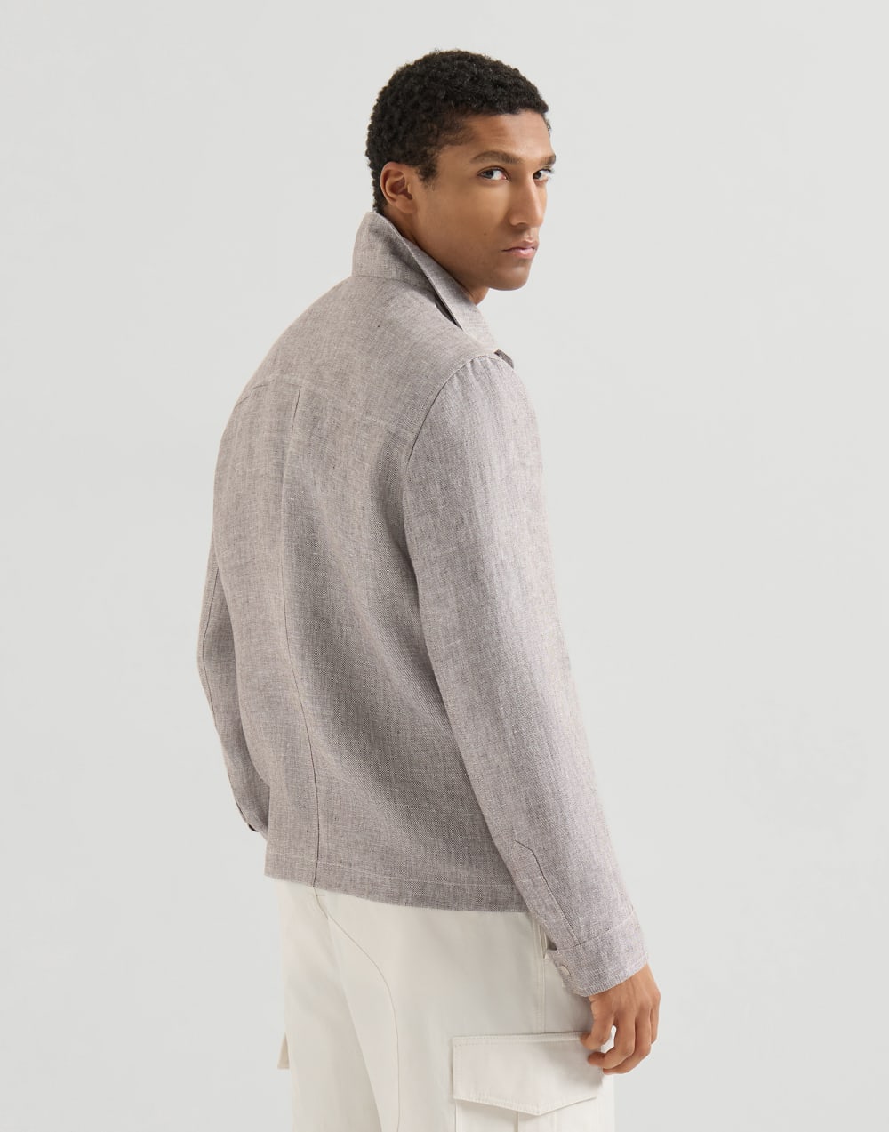 Diagonal twill jacket Light Brown Man - Brunello Cucinelli