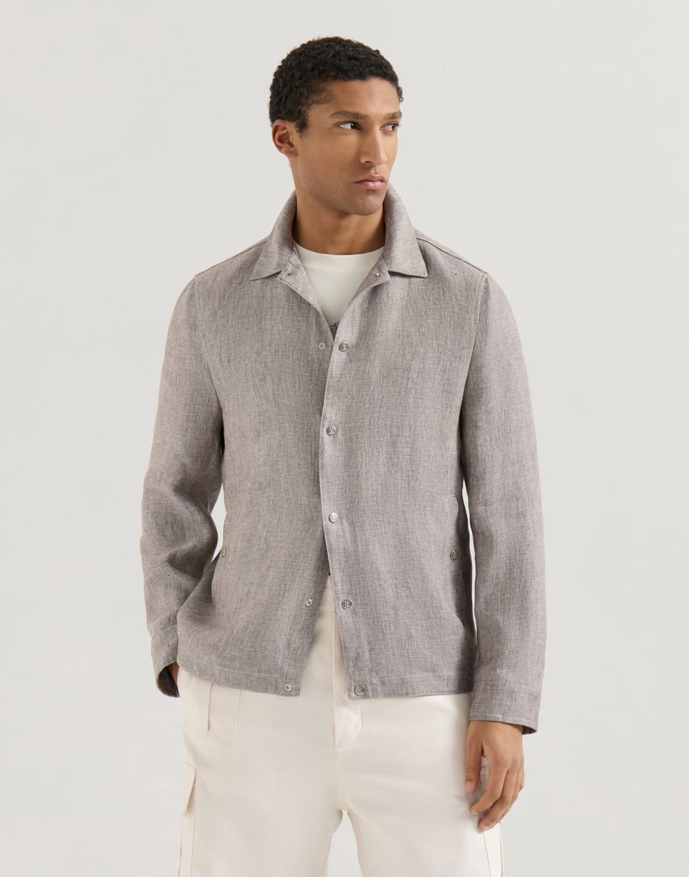 Diagonal twill jacket Light Brown Man - Brunello Cucinelli