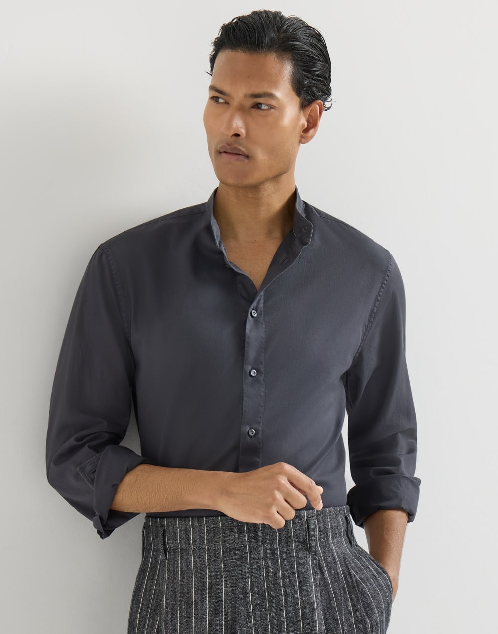 Garment-dyed shirt Anthracite Man - Brunello Cucinelli