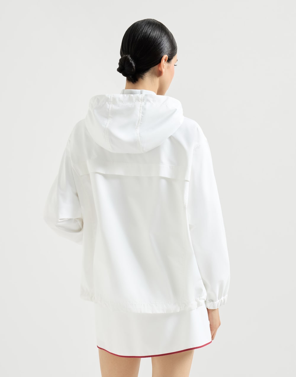 Jacke mit Kapuze und Logo Weiß Damen - Brunello Cucinelli