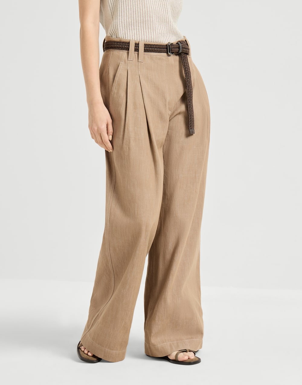 Wide Smart-Hose Sandbeige Damen - Brunello Cucinelli