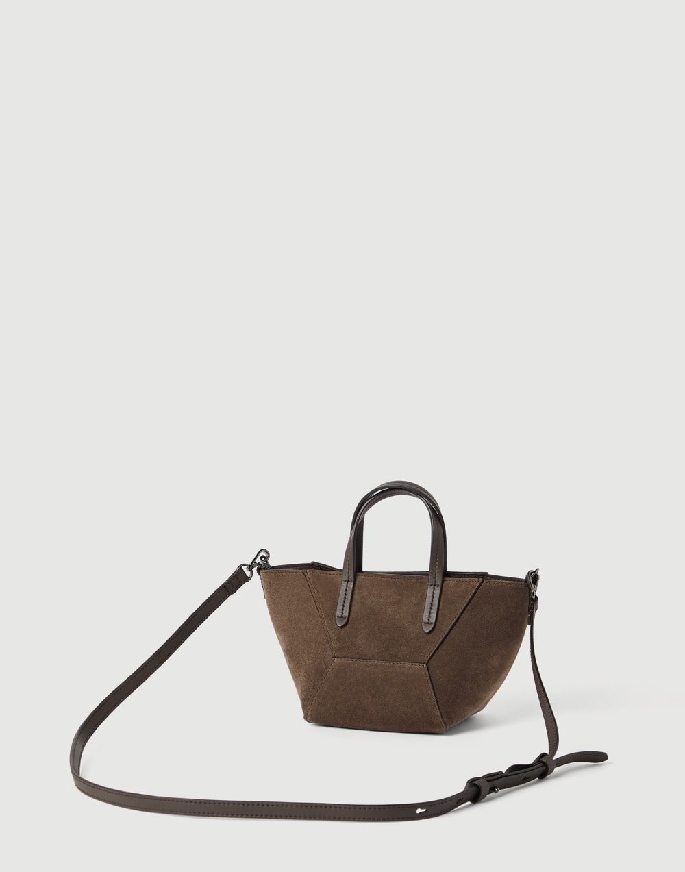 Suede mini BC Duo bag Bark Woman - Brunello Cucinelli