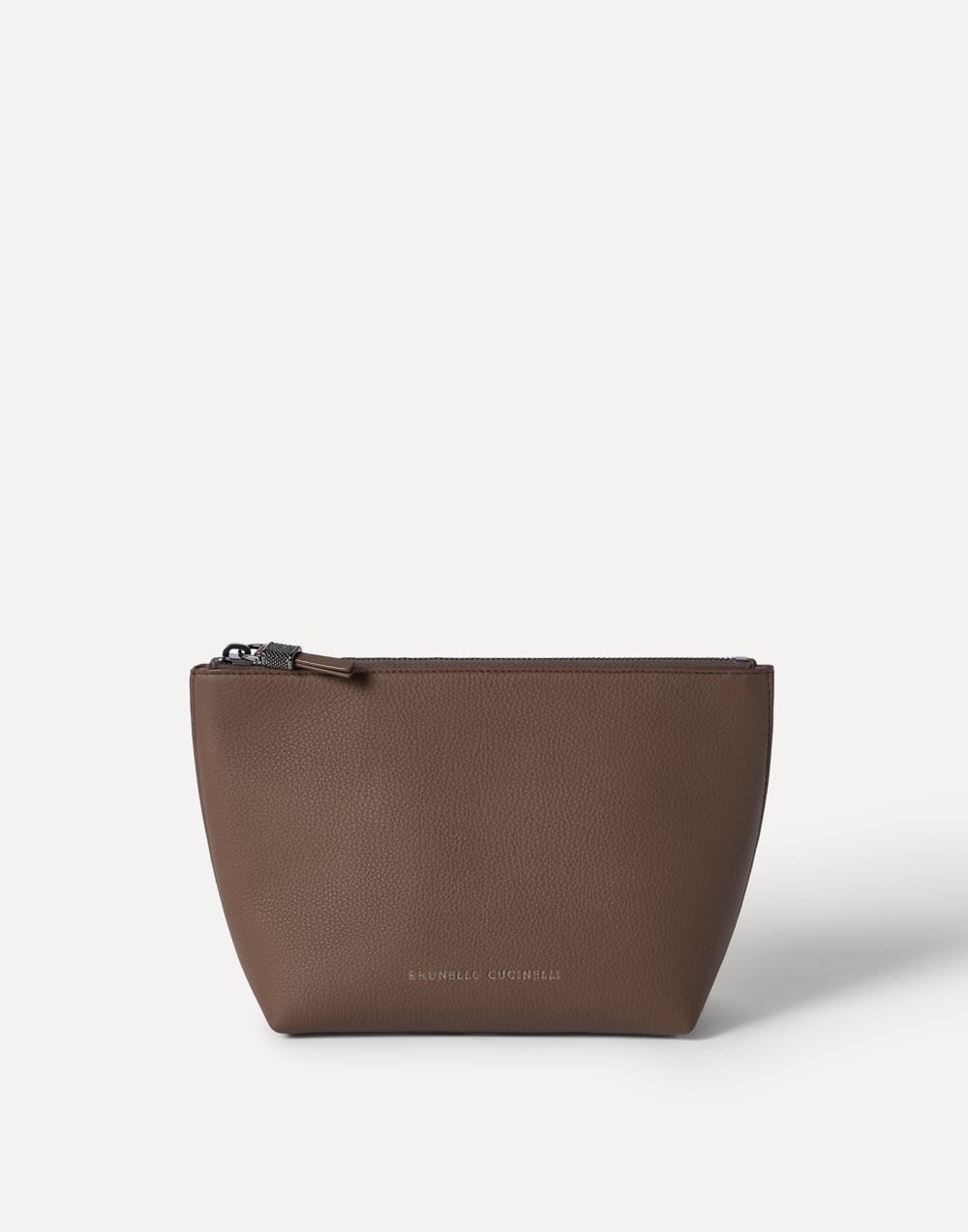 Calfskin clutch bag with monili Chocolate Woman - Brunello Cucinelli