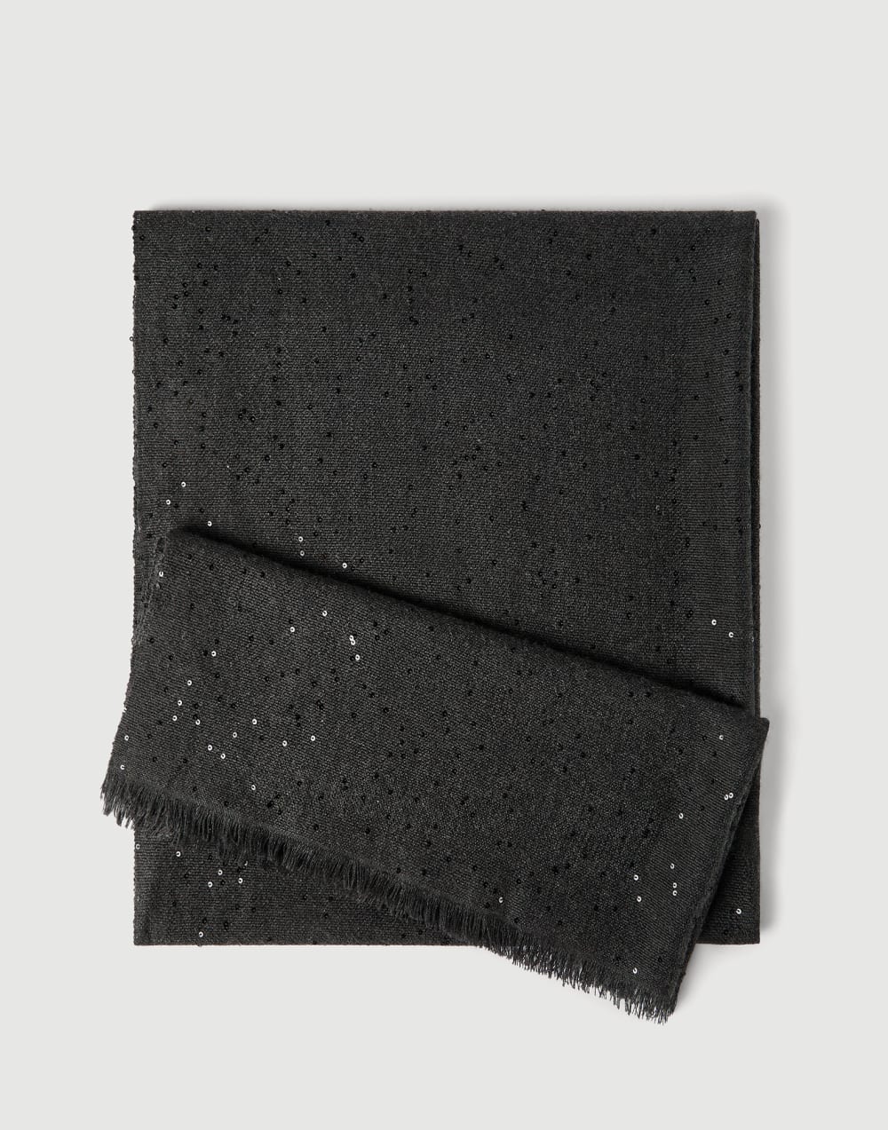 Cashmere and silk Diamond yarn scarf Lignite Grey Woman - Brunello Cucinelli