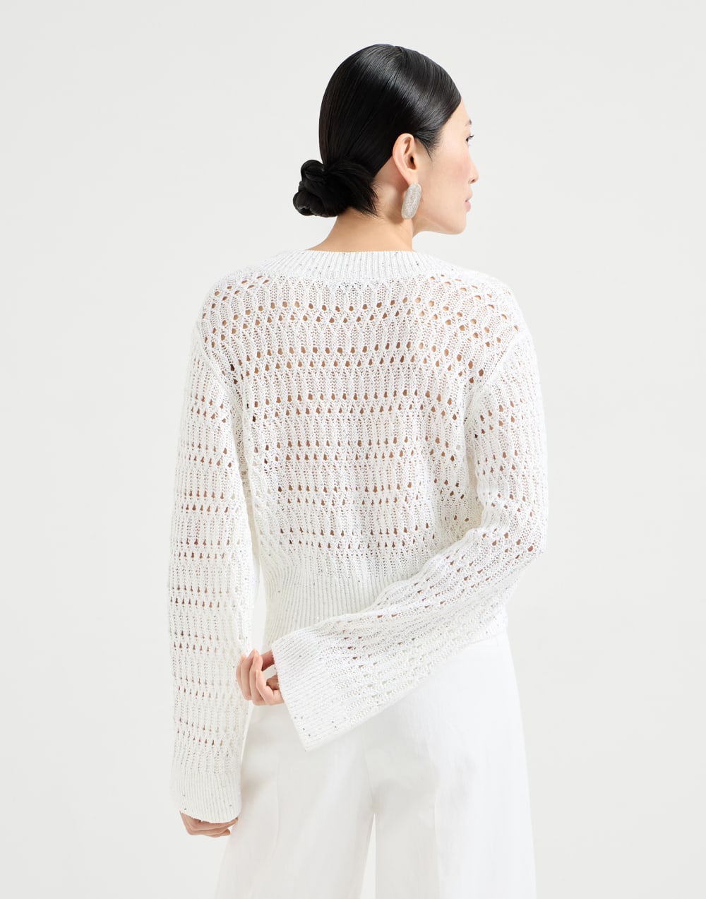 Dazzling braids sweater White Woman - Brunello Cucinelli