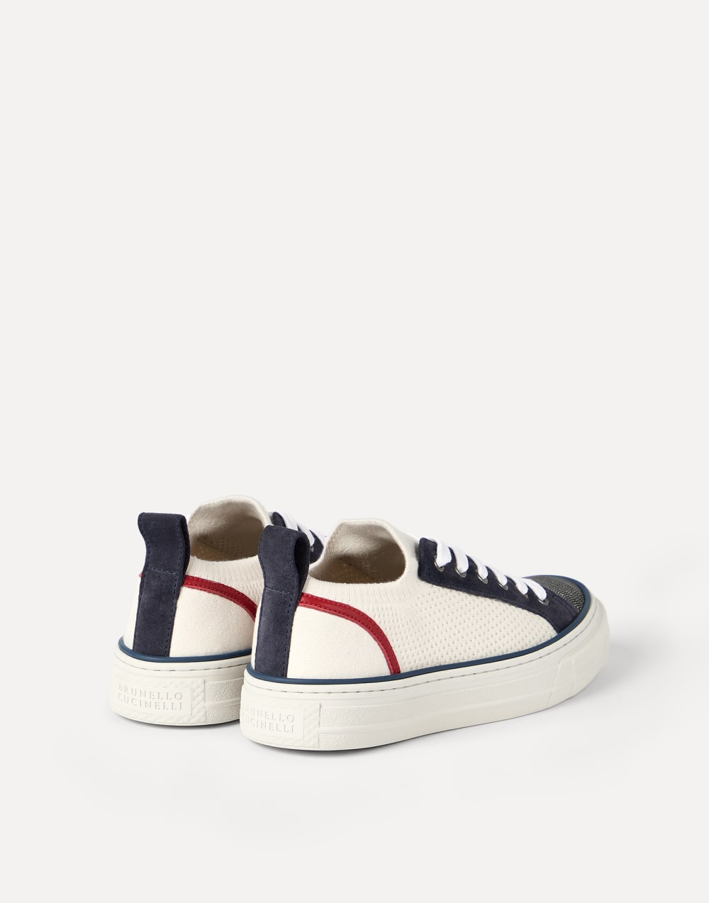 Cotton and suede sneakers White Woman - Brunello Cucinelli