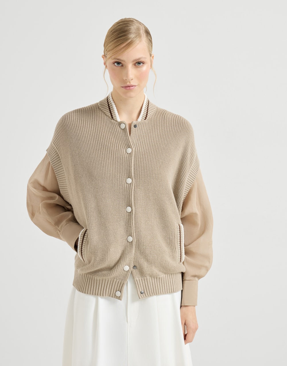 Cardigan aus Baumwolle Beige Damen - Brunello Cucinelli