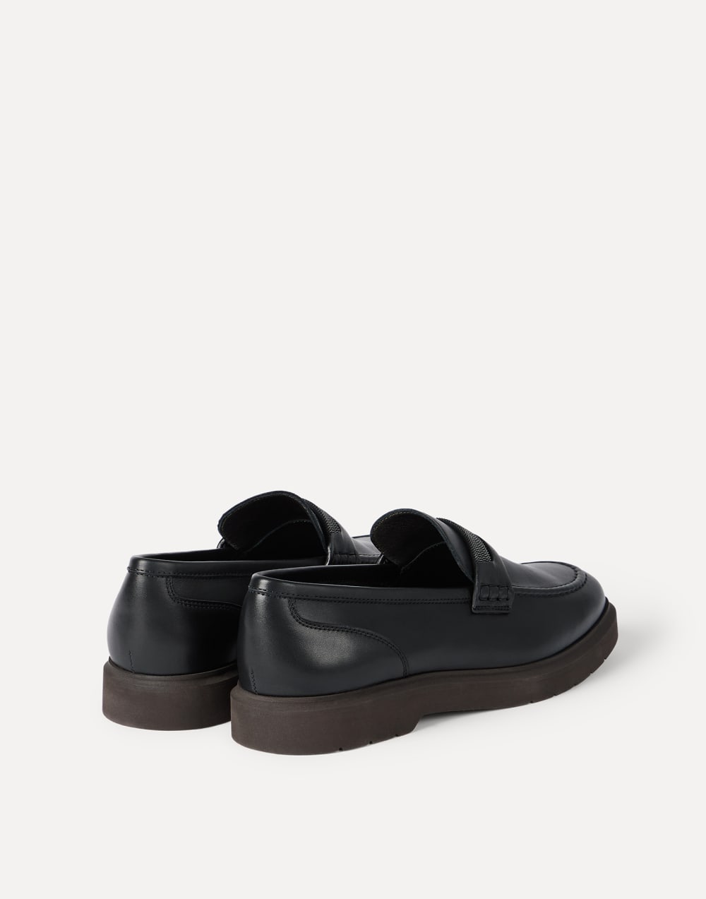 Nappa leather penny loafers with monili Black Woman - Brunello Cucinelli