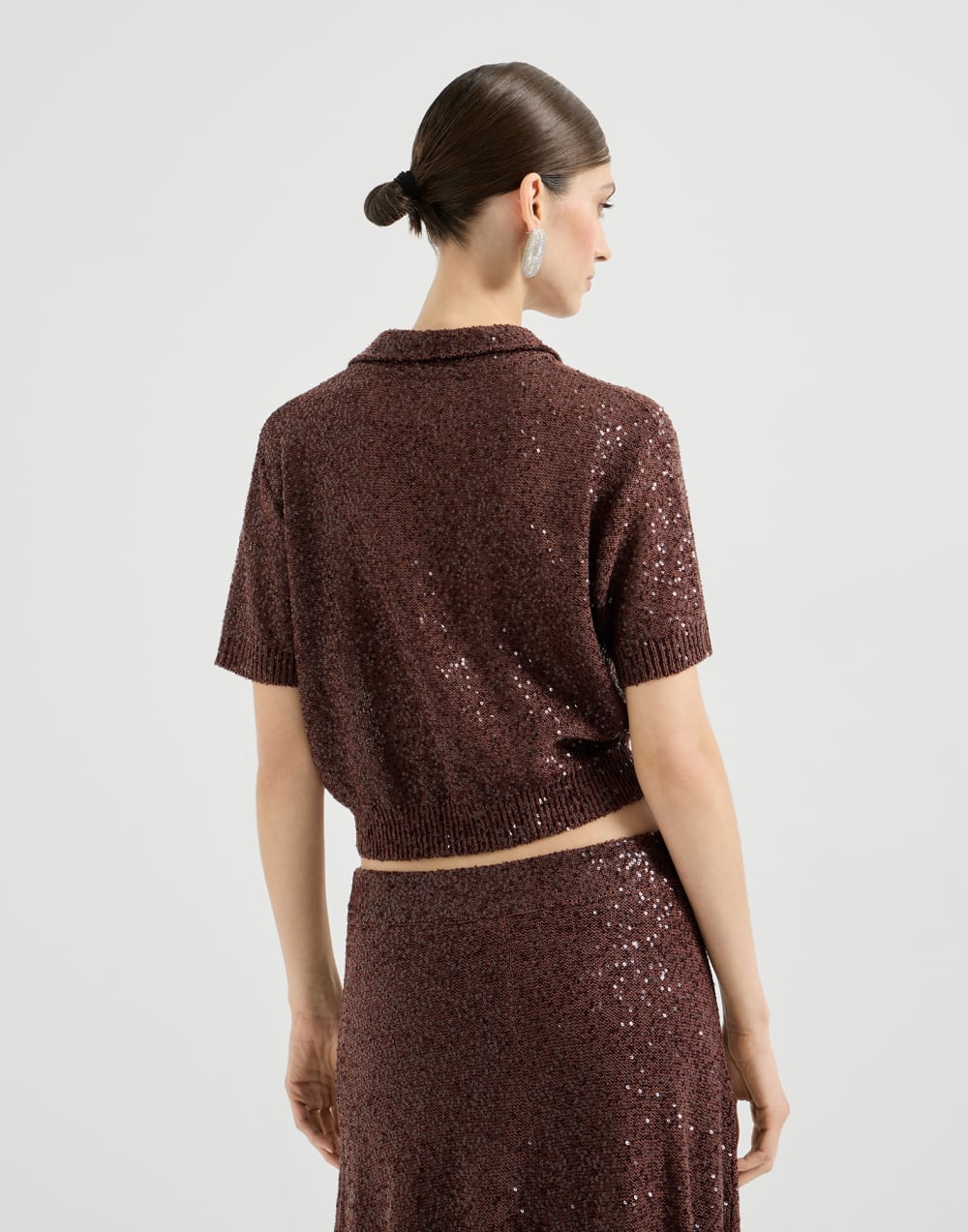 Dazzling Texture polo Bordeaux Woman - Brunello Cucinelli