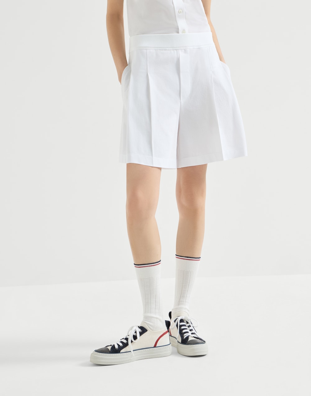 Piqué shorts White Woman - Brunello Cucinelli