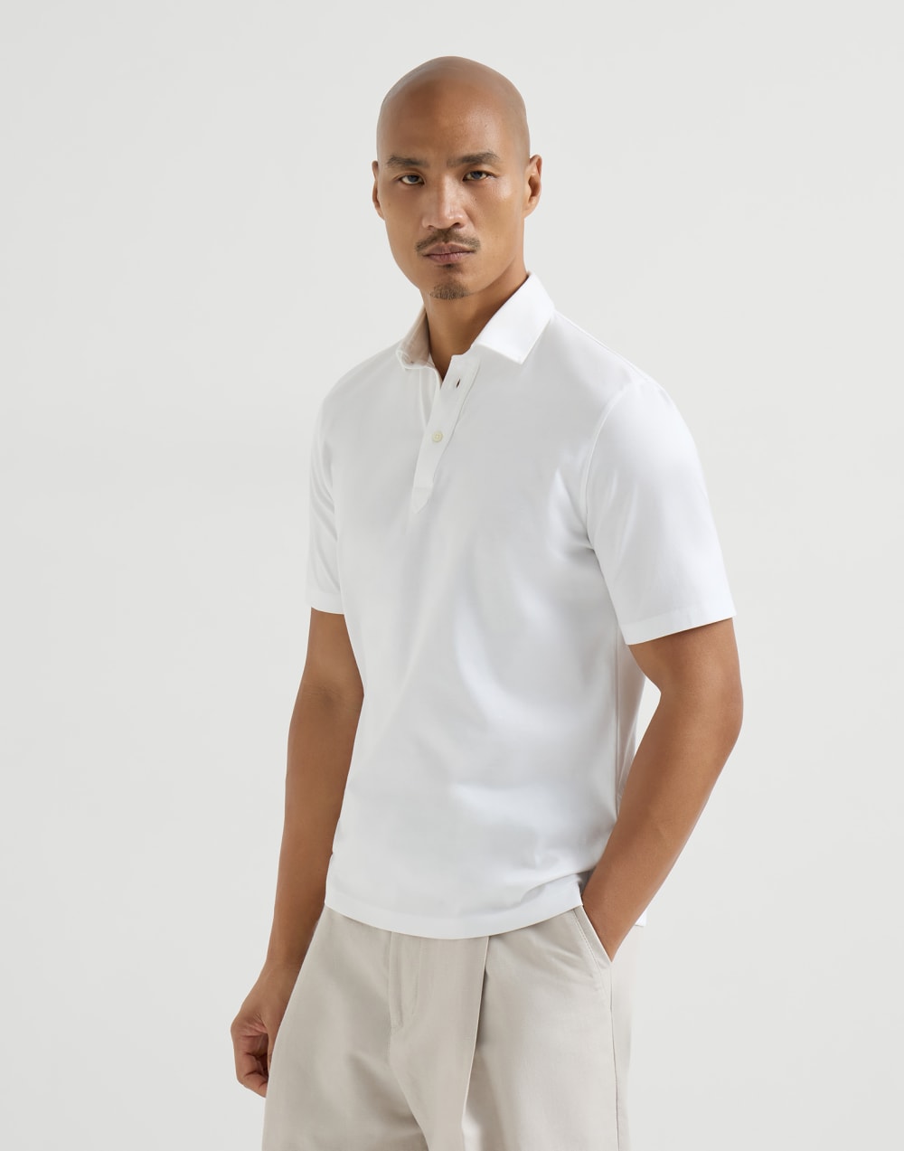 Poloshirt mit Hemdkragen Weiß Herren - Brunello Cucinelli