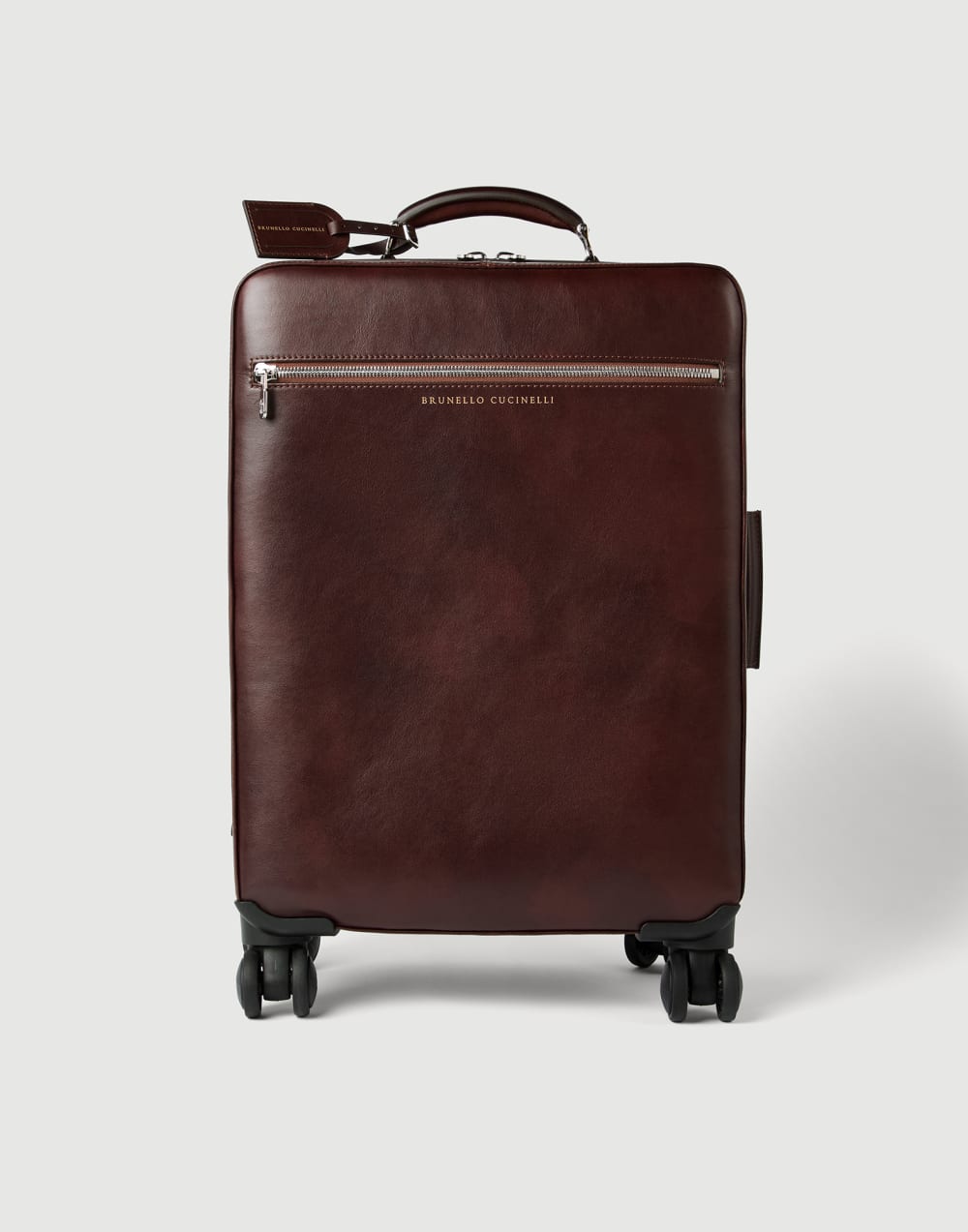 Burnished calfskin suitcase Burgundy Man - Brunello Cucinelli
