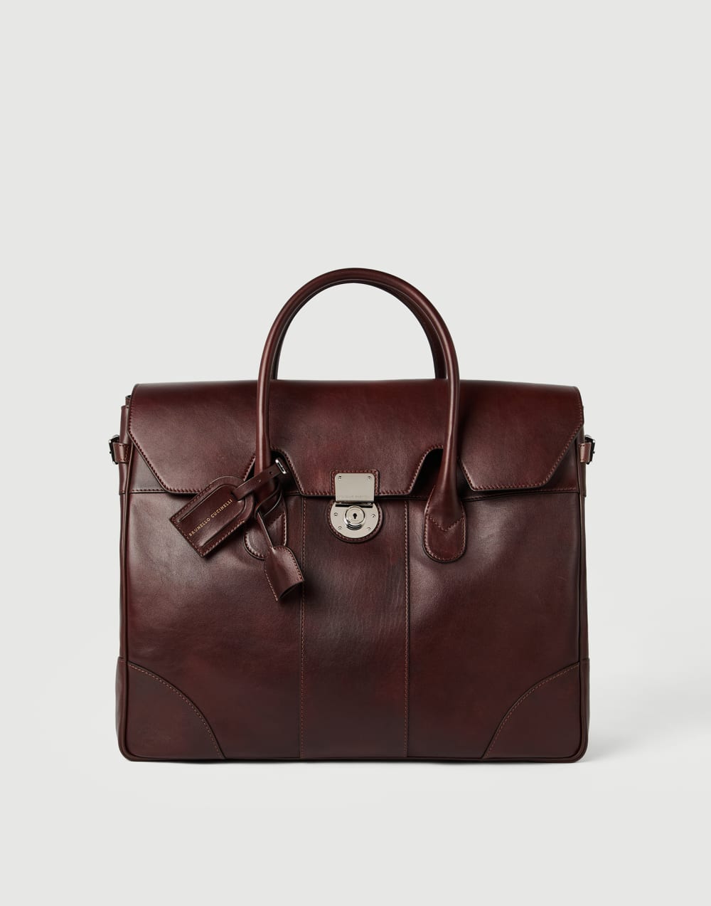 Calfskin Boston casual bag Burgundy Man - Brunello Cucinelli