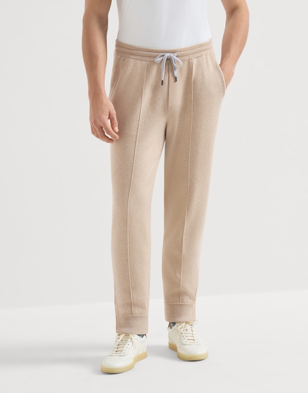 Strickhose aus Kaschmir und Vikunja Beige Herren - Brunello Cucinelli