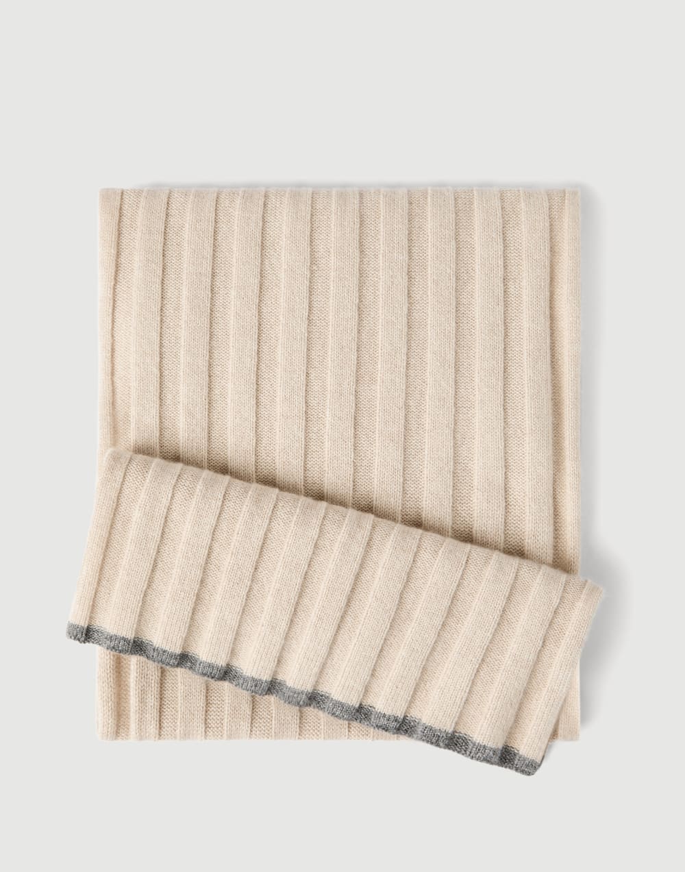 Cashmere rib knit scarf Sand Man - Brunello Cucinelli