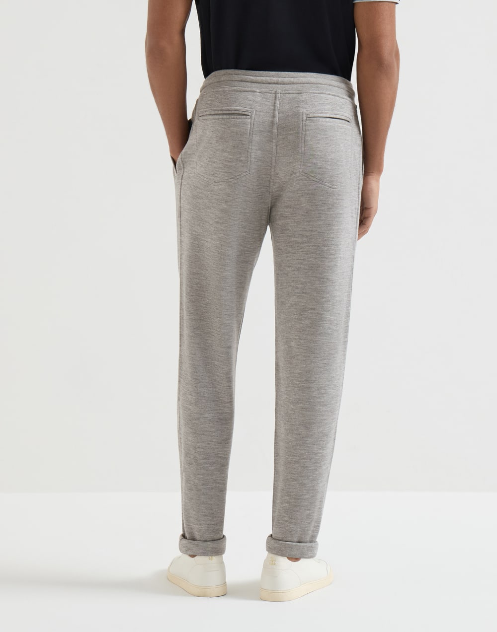Cashmere and silk French terry trousers Grey Man - Brunello Cucinelli