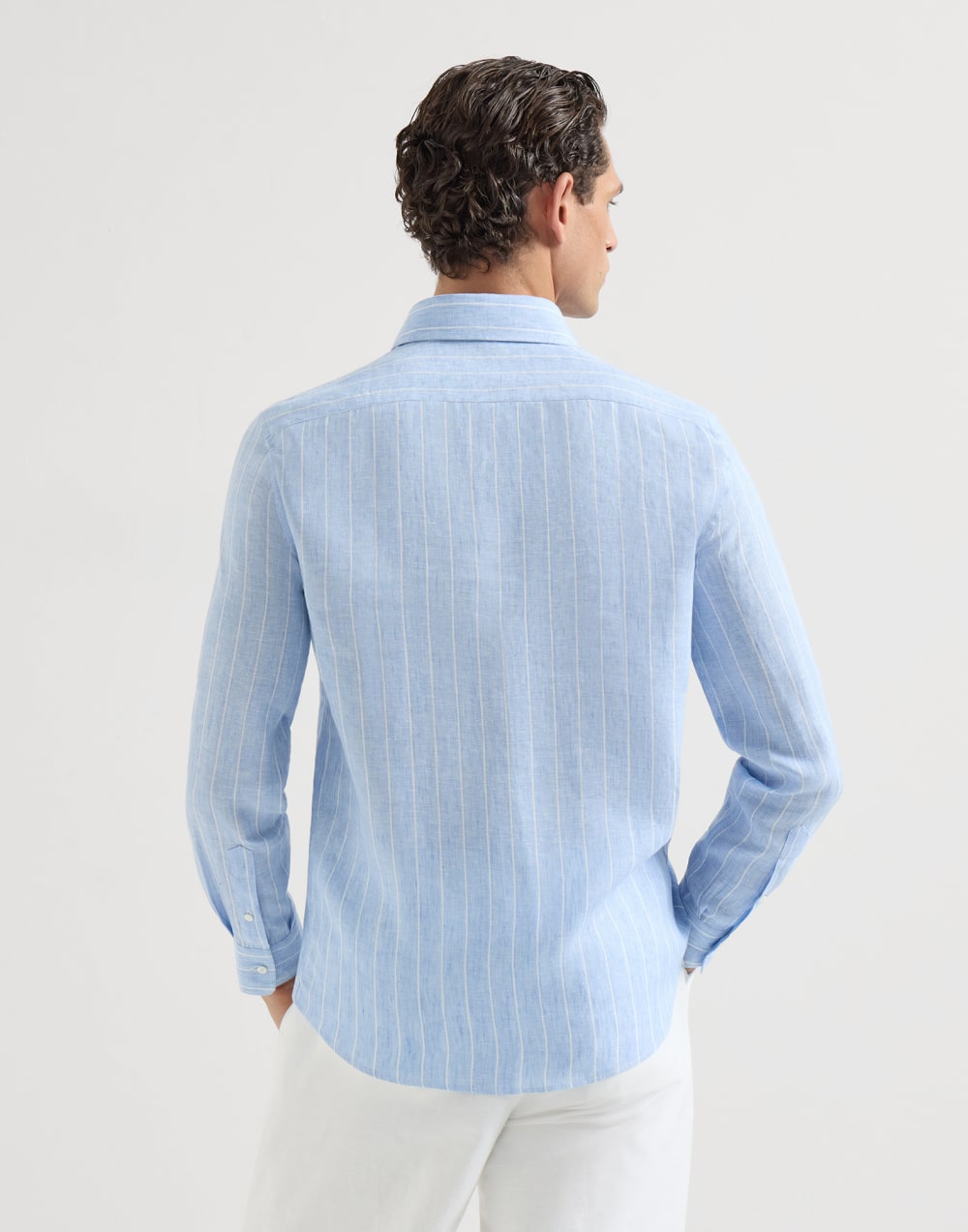 Hemd in Nadelstreifen Himmelblau Herren - Brunello Cucinelli