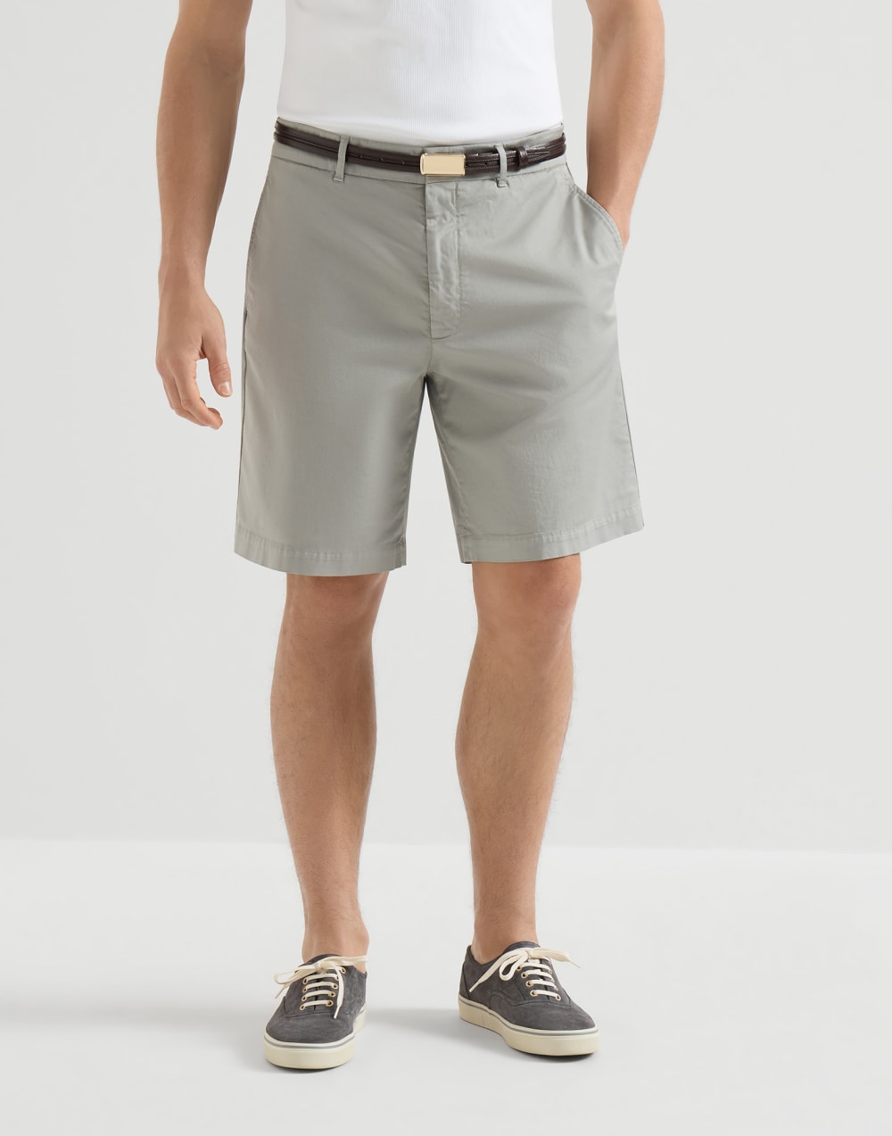 Stückgefärbte Bermuda Kaki Herren - Brunello Cucinelli