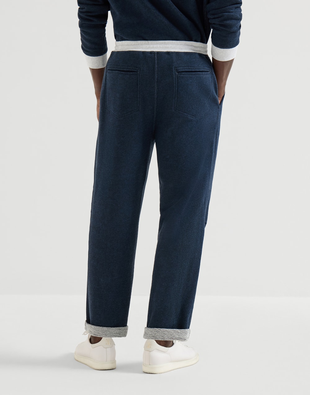 French terry trousers Navy Blue Man - Brunello Cucinelli