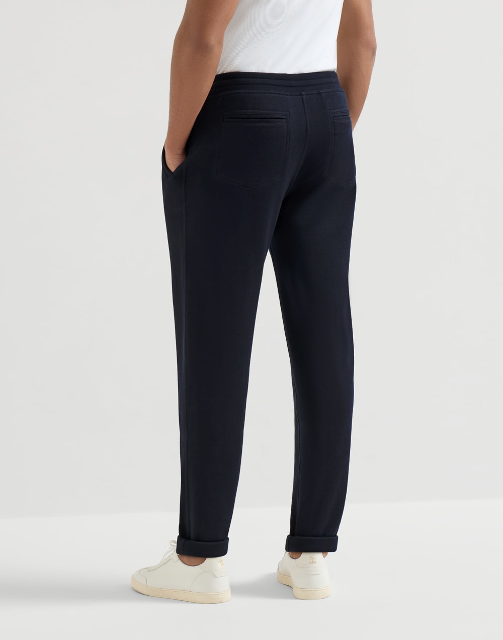 Cashmere and silk French terry trousers Blue Man - Brunello Cucinelli
