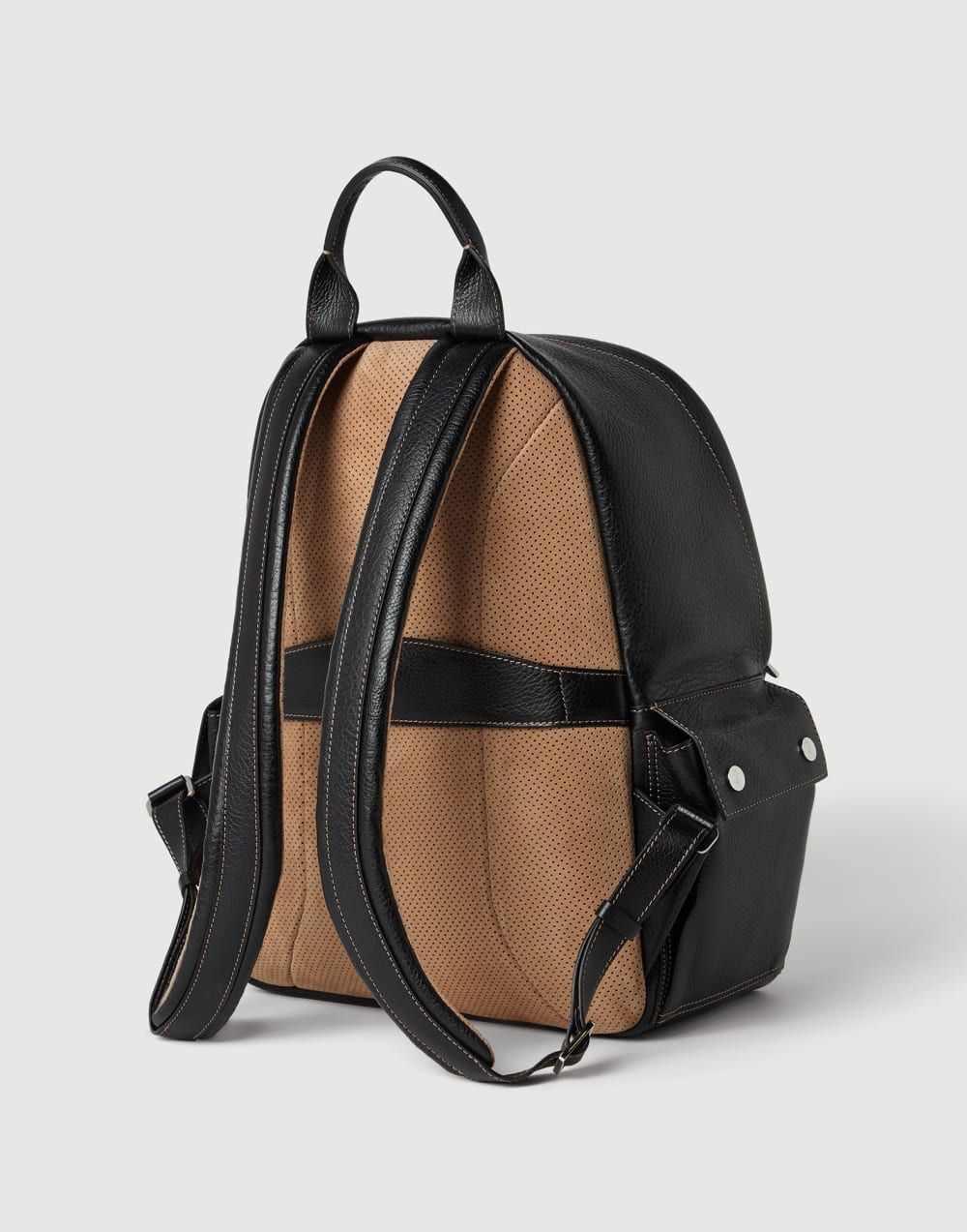 Travel-Rucksack aus genarbtem Kalbsleder Schwarz Herren - Brunello Cucinelli