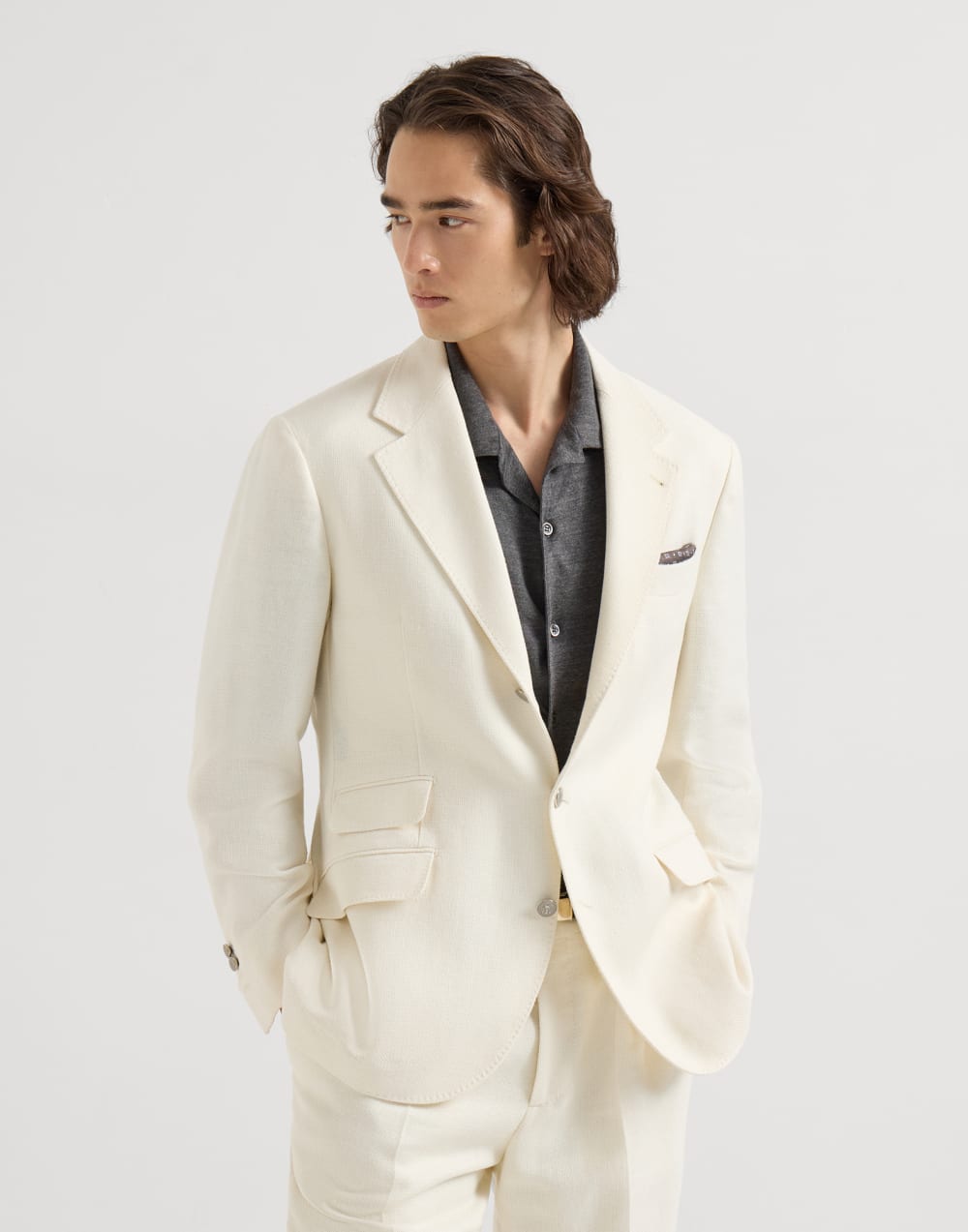 Hopsack deconstructed blazer Off-White Man - Brunello Cucinelli