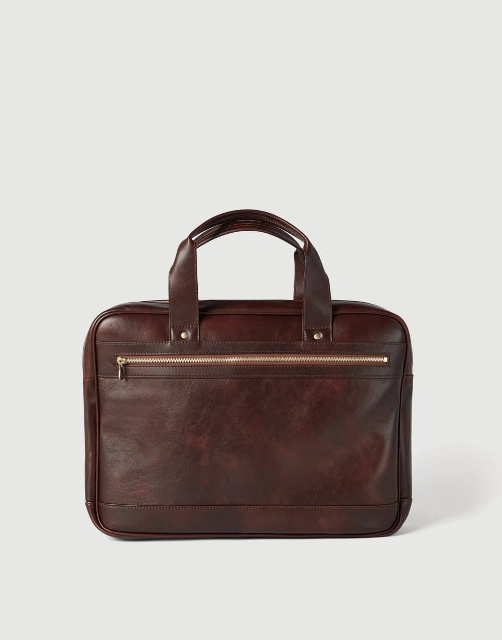 Calfskin briefcase with zipper Burgundy Man - Brunello Cucinelli