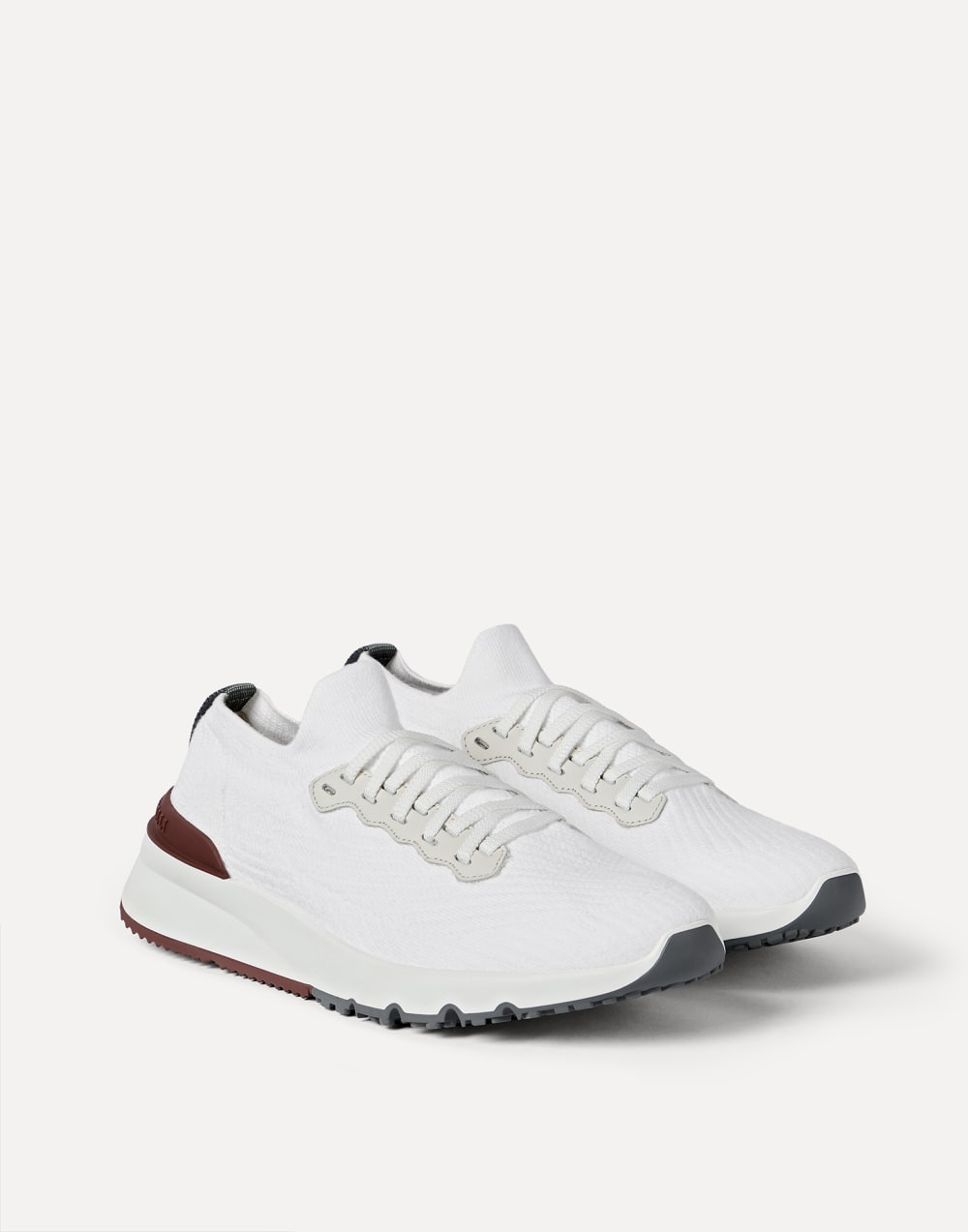 Cotton and calfskin runners White Man - Brunello Cucinelli