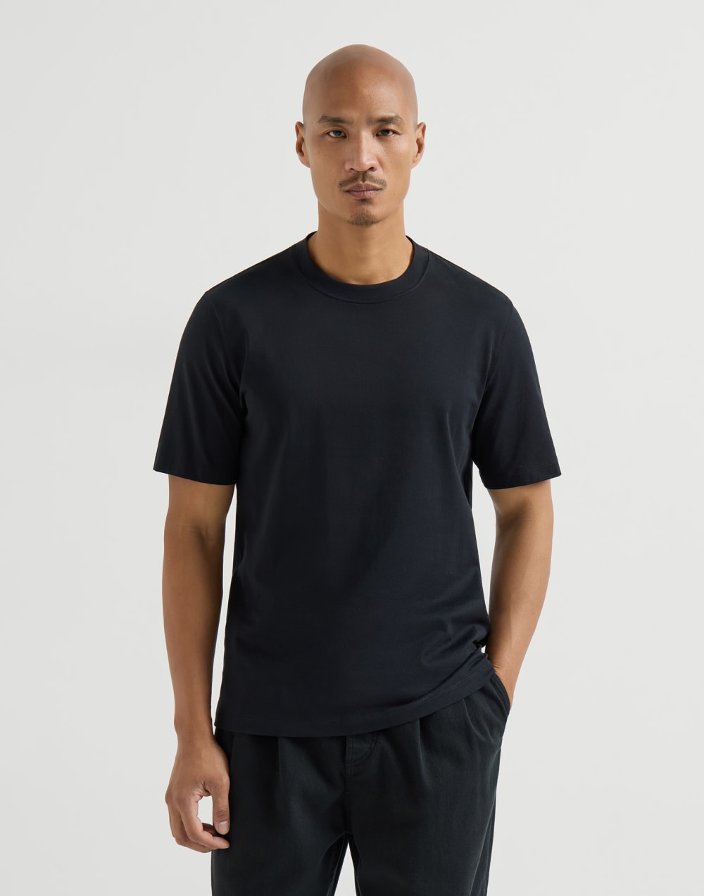 Cotton jersey crew neck T-shirt Black Man - Brunello Cucinelli