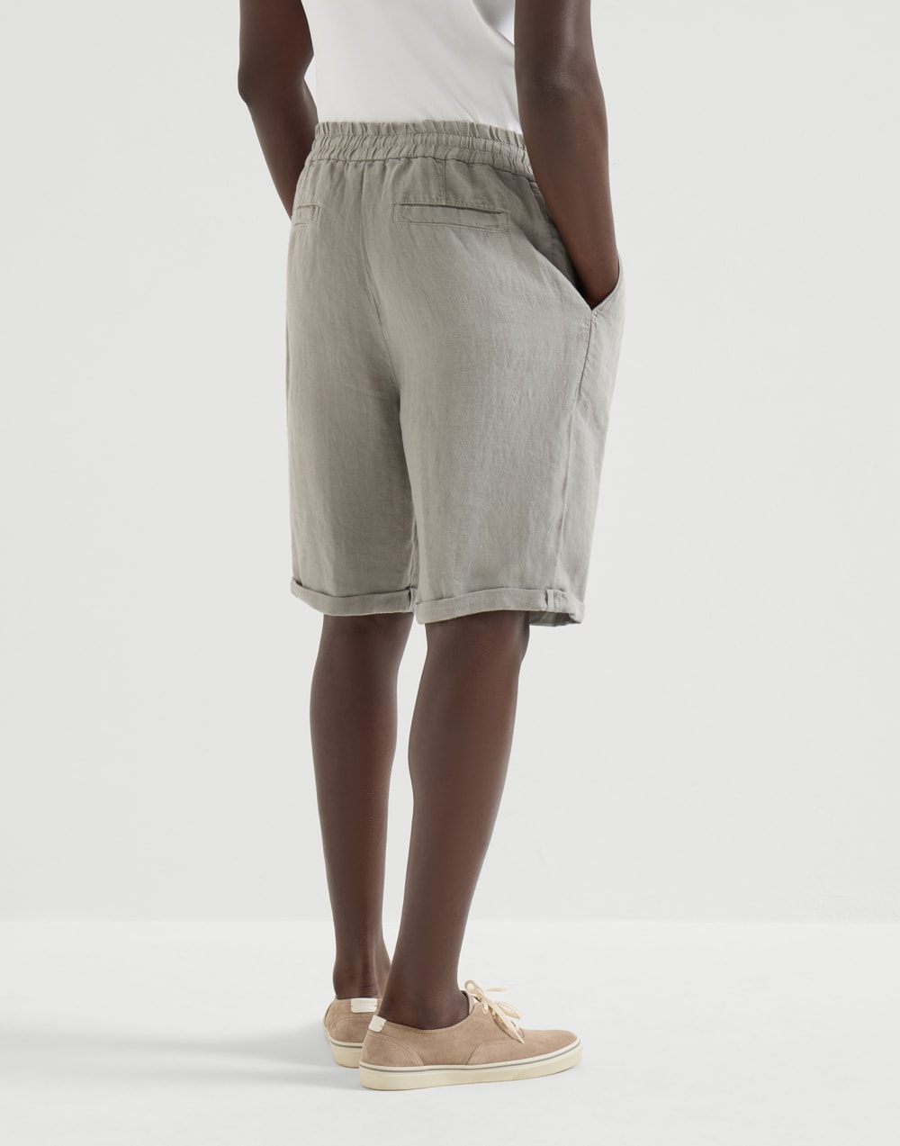 Gabardine Bermuda shorts Khaki Man - Brunello Cucinelli