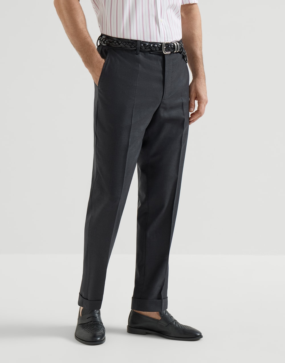 Houndstooth trousers Anthracite Man - Brunello Cucinelli