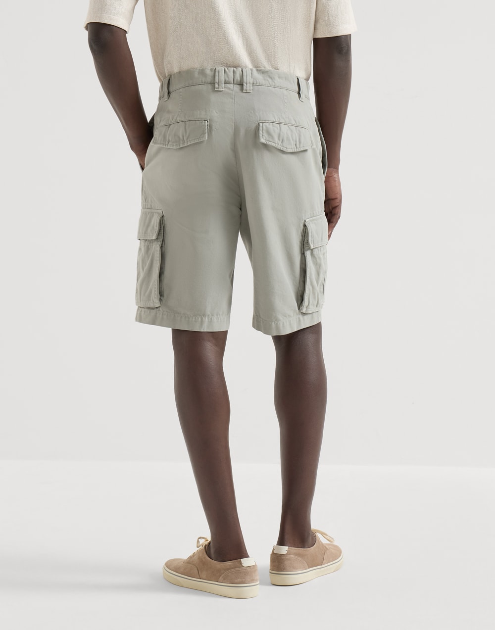 Gabardine Bermuda shorts Khaki Man - Brunello Cucinelli