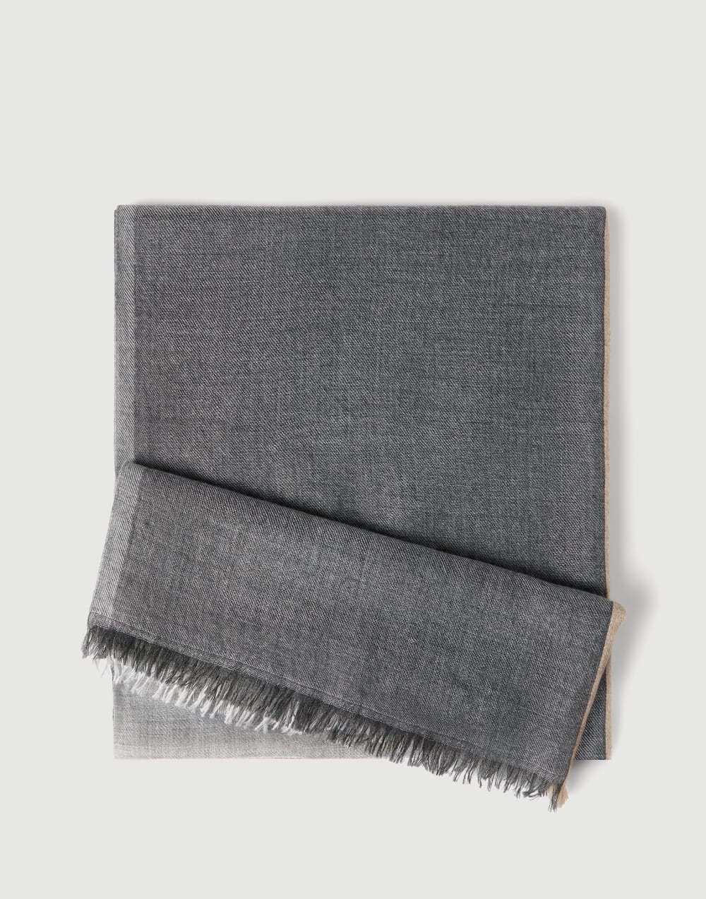 Cashmere and silk color block scarf Lead Man - Brunello Cucinelli