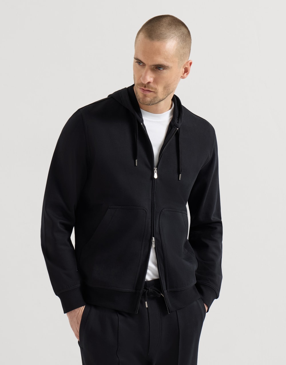 Hooded zip-up sweatshirt Black Man - Brunello Cucinelli