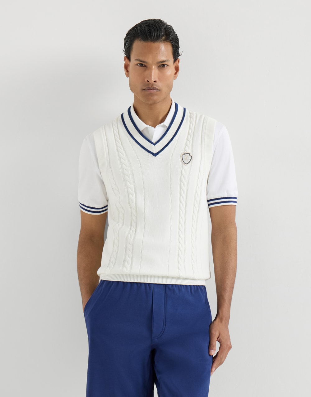 Cotton knit vest Panama Man - Brunello Cucinelli