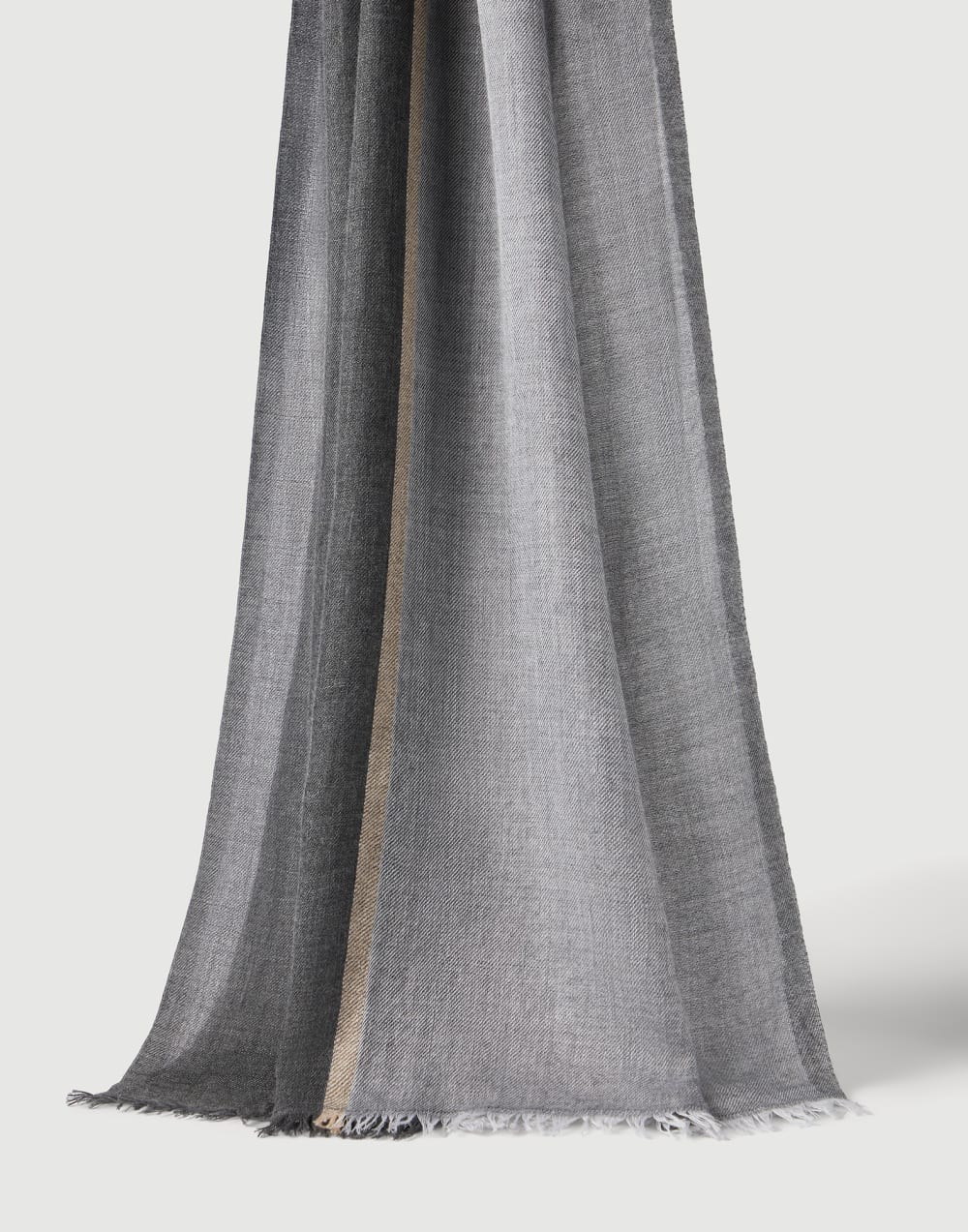 Cashmere and silk color block scarf Lead Man - Brunello Cucinelli