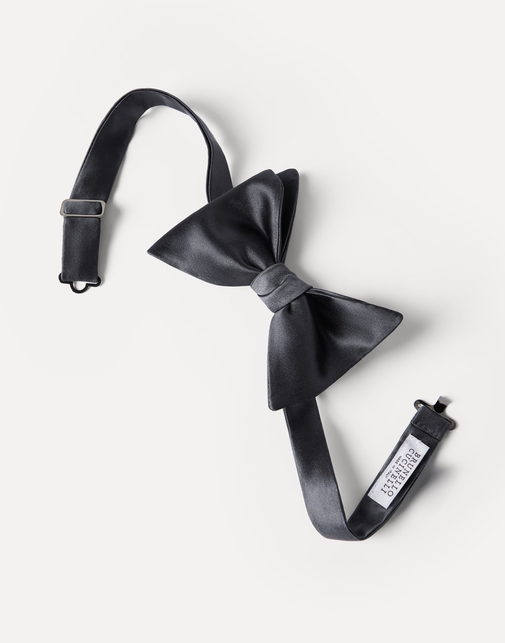 Cotton and silk satin bow tie Anthracite Man - Brunello Cucinelli