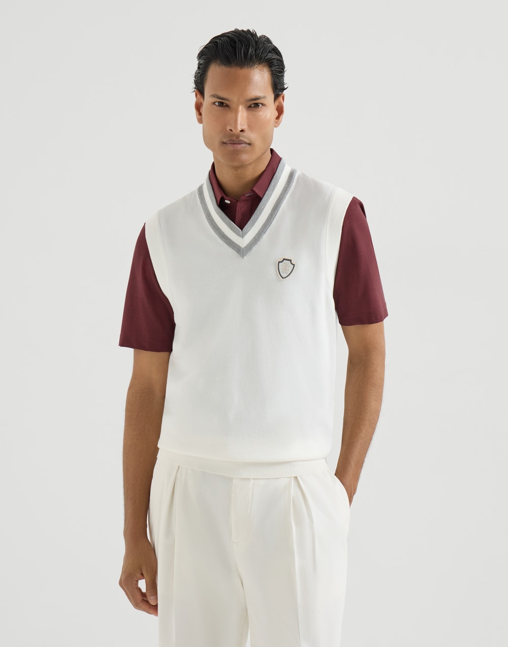 Cotton knit vest Panama Man - Brunello Cucinelli