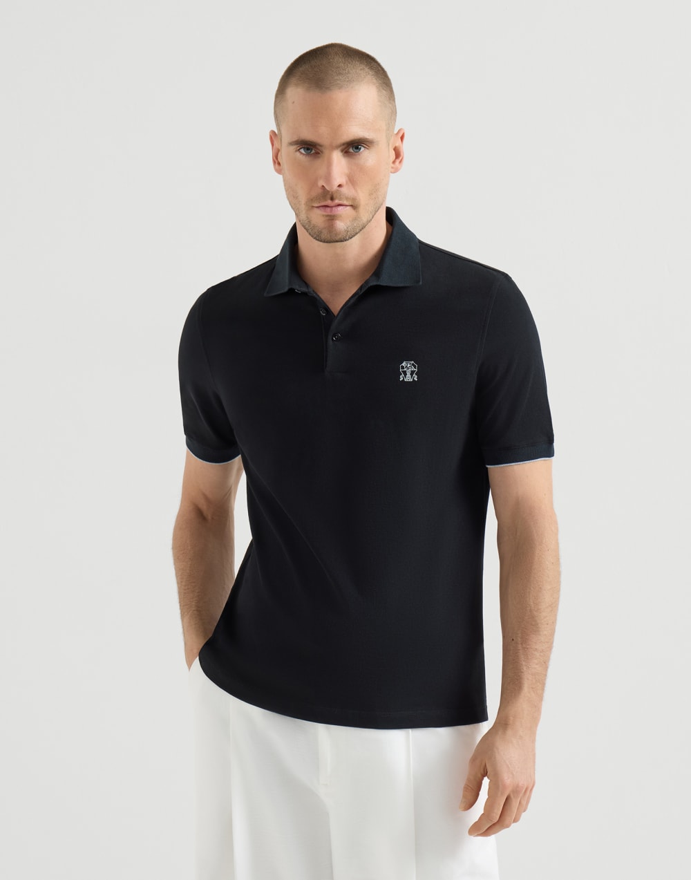 Poloshirt aus Pikee Schwarz Herren - Brunello Cucinelli