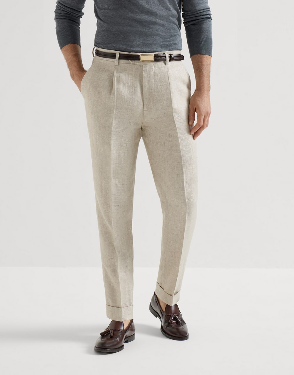 Trousers with pleats Sand Man - Brunello Cucinelli