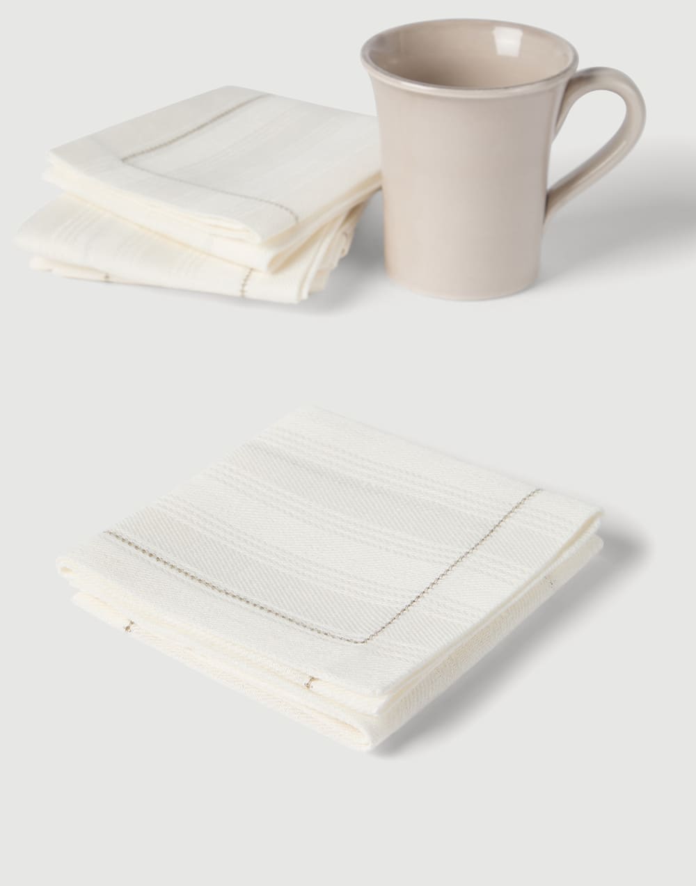 Chalk stripe linen 4-pc napkins set Panama Lifestyle - Brunello Cucinelli