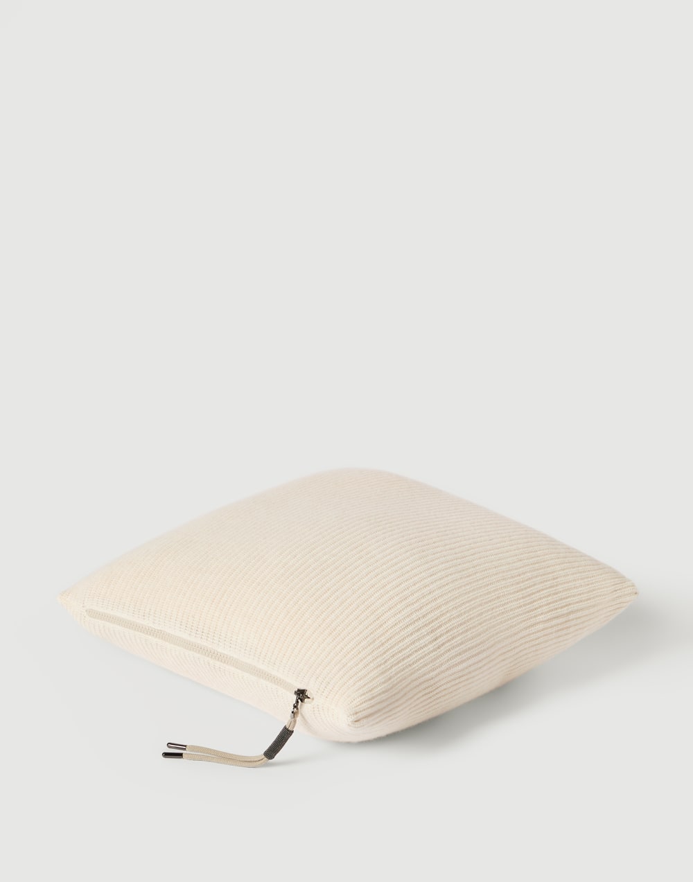 Shiny Zipper Pull knit cushion Buff Lifestyle - Brunello Cucinelli