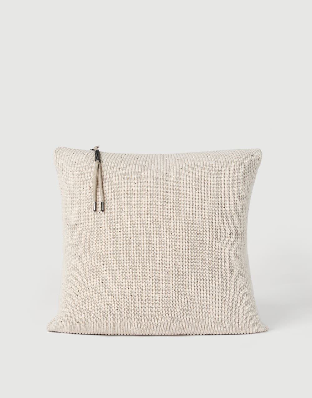 Cotton knit cushion Oat Lifestyle - Brunello Cucinelli