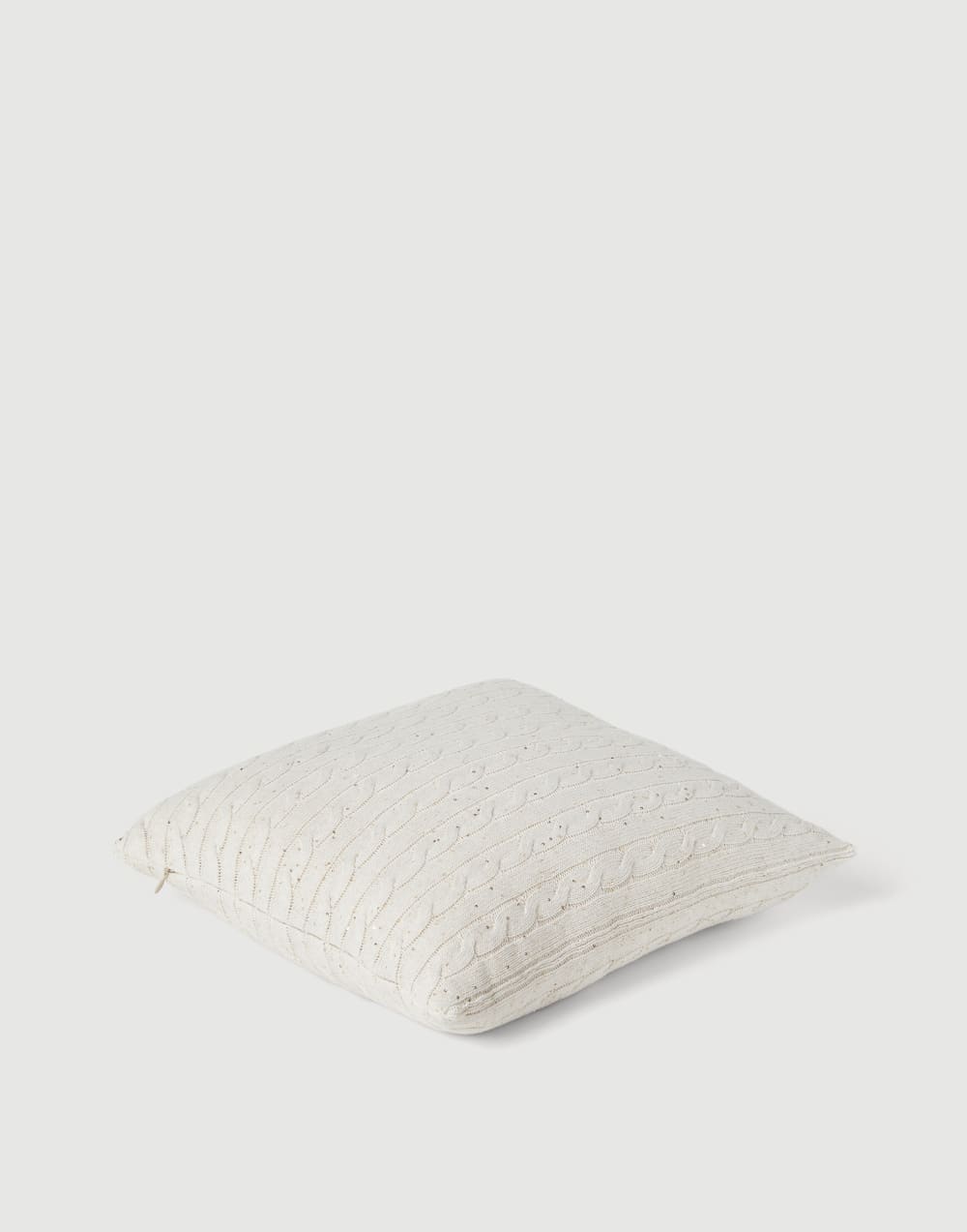 Dazzling cables knit cushion Oat Lifestyle - Brunello Cucinelli