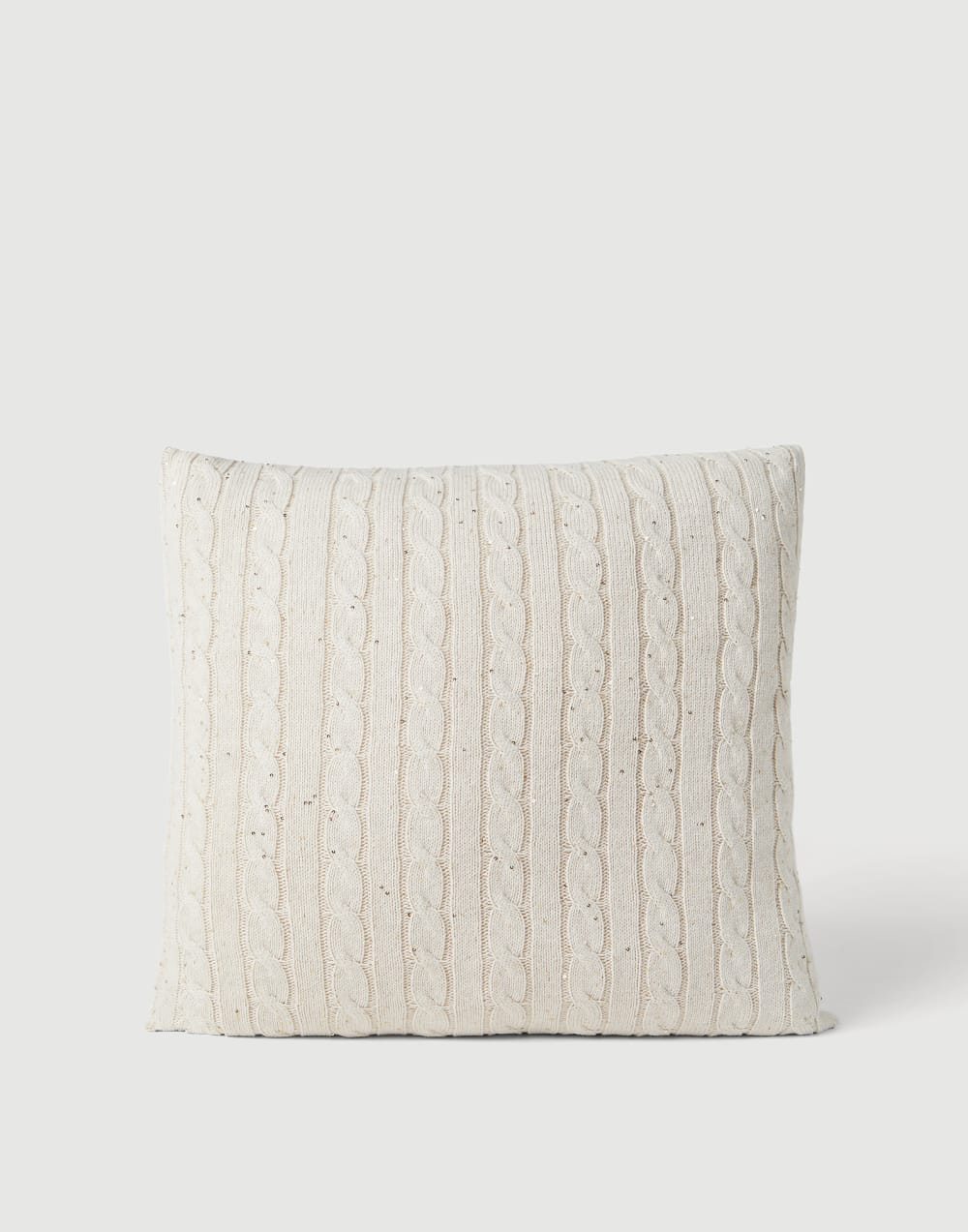Dazzling cables knit cushion Oat Lifestyle - Brunello Cucinelli